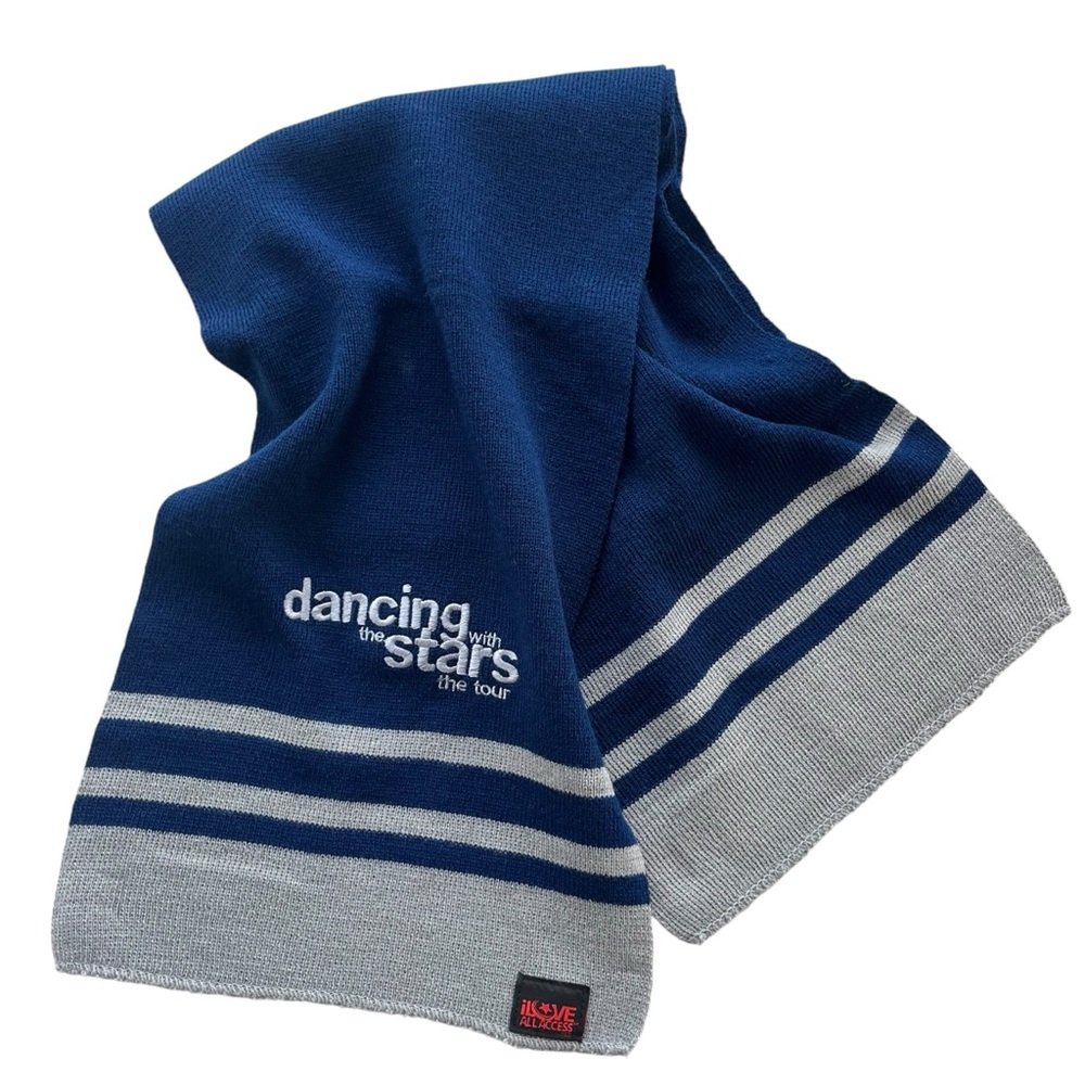 Dancing With The Stars The Tour Blue Gray Rectangle Knit Scarf 58” Leng. 10” Wid